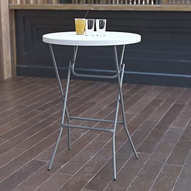 Flash Furniture 32" Round Folding Bar Height Tables for Parties and Commercial Events, Indoor/Outdoor Plastic Bar Height Folding Tables, Set of 4, White - Image 1