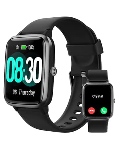GRV Smart Watch for iOS and Android Phones (Answer/Make Calls), Watches for Men Women IP68 Waterproof Smartwatch Fitness Tracker Watch with Heart Rate/Sleep Monitor Steps Calories Counter (Black) - Image 1