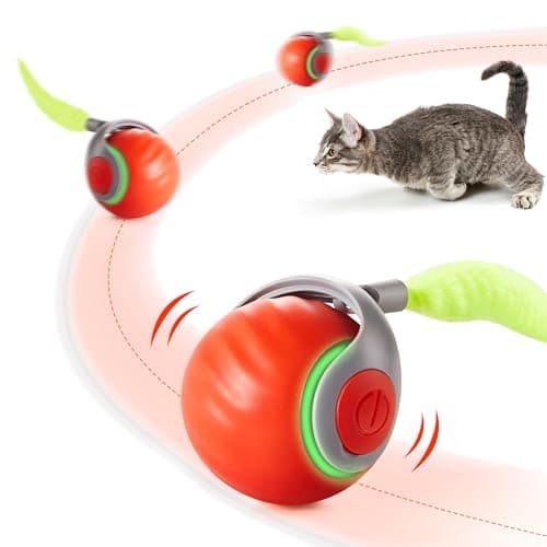 Potaroma Moving Ball Cat Toys with Feather Tail, Rechargeable 2025 New Interactive Toy for Indoor Cats Exercise, Smart Interactive Kitten Rolling Ball, Orange - Image 1