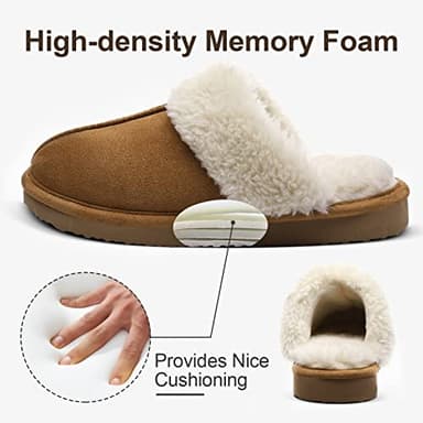 Litfun Women's Fuzzy Memory Foam Slippers Fluffy Winter House Shoes Indoor and Outdoor, Chestnut 7-7.5 - Image 4