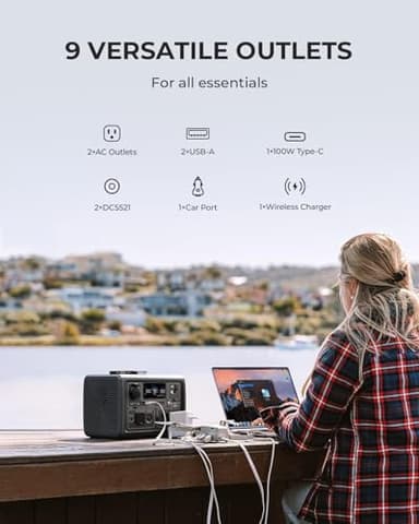 BLUETTI EB3A Solar Generator with 100W Solar Panel Included (Ships Separately), 268Wh Portable Power Station w/ 2 600W (1200W Surge) AC Outlets, LFP Backup for Outdoor Camping, Trip, Power Outage - Image 2