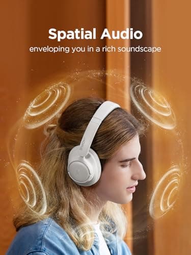1MORE Wireless Bluetooth Noise-canceling Headphones - HQ31 SonoFlow SE Over-Ear Headphones with Hi-Res Audio, 90H Playtime, Clear Calls, Preset EQ Via App, Comfort for Home Office Travel(Oat White) - Image 2