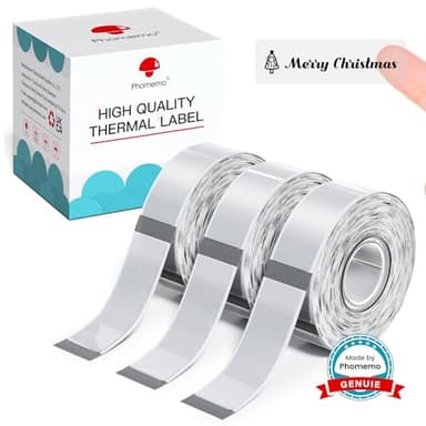 Phomemo D30 Label Tape, for D30 D35 Q30 Q30S Label Maker, Black on Transparent Clear Sticker Thermal Paper Self-Adhesive Label Maker Tape, 14mm x 30mm (0.55 x 1.18 Inch) 210 Labels/Roll, 3-Roll - Image 1