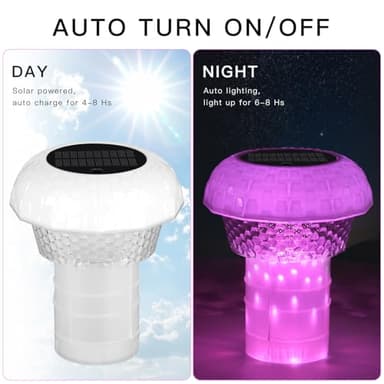 ACALEPH Pool Chlorine Floater for Chlorine Tablet 1&3 inch with Colorful Light,2025 Upgrade Automatic Durable Solar Pool Floating Light for Pools,Hot Tubs,for Water Cleaning 2 Pcs - Image 5