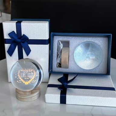 Orekih 3D Crystal Ball Night Light, Heart Night Light, Side Table Lamps for Bedroom, with Wooden Base, Ideal Gift for Home Decor - Image 4