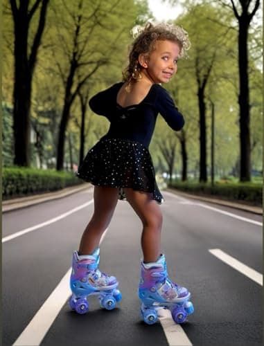 Kids Roller Skates for Girls Boys - Purple for Teenagers Youth Age 10 11 12 - Adjustable All Light up Wheels Butterfly and Flower Indoor Outdoor Sports Birthday Gift for Son and Grandson - Image 7
