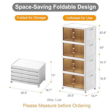 UAMFURI Extra Large Stackable Storage Bins with Lids and Wheels, 160QT/40GAL Stackable Storage drawers, 4Pack Collapsible Storage Bins with Lids, Closet Organizers and Storage Drawers for Home, Dorm - Image 2