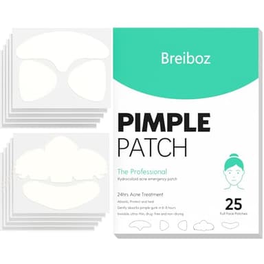 Full Face Pimple Patches(5 Pack),Big Hydrocolloid Acne Patches,Skin Care Zit Patches for Whole Face,Nose, Chin, Forehead & Cheeks w/Tea Tree Oil, Salicylic Acid & Cica Oil（5 Pack,25 Patches） - Image 1