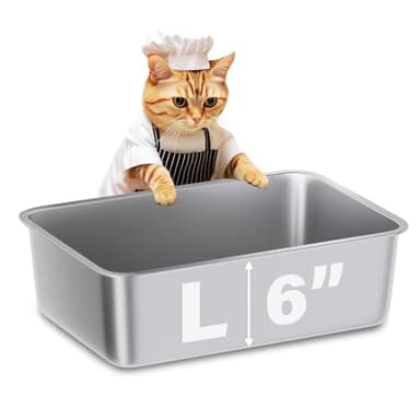 FUTAM Stainless Steel Litter Box,19.7"x13.7"x6" Large Metal Litter Box for Kitty/Cat/Rabbits, Easy to Clean, Non Stick Litterbox No Smell for Adult Cats - Image 8