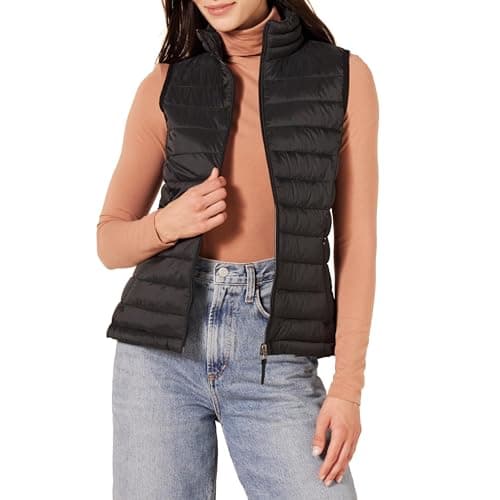 Amazon Essentials Women's Lightweight Water-Resistant Packable Puffer Vest, Black, Medium - Image 1