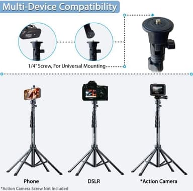 Fugetek 62" Selfie Stick Tripod for iPhone, Stable 4 Leg Design, Bluetooth Remote, Aluminum Stick & Legs, Lightweight, Portable All in One, Compatible with iPhone & Android, Non Skid Feet - Image 3