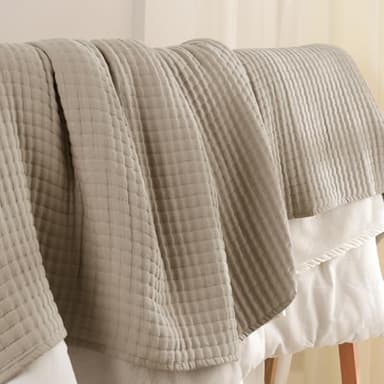 PHF Muslin Blanket King Size-Ultra Soft 50% Lyocell & 50% Cotton Blanket, Lightweight Breathable and Moisture Absorption Bedding, Cozy Woven Decor for All Season, 104"x90", Light Tan - Image 5