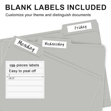 File Folder, RAZCC 150 Pack 1/3 Cut Tab File Folders Letter Size, Grey, Folders with Tab, Great for Organizing and Easy File Storage - Image 4