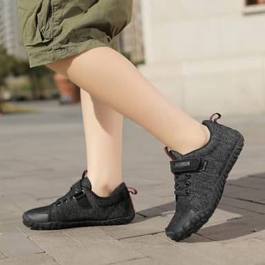KUBUA Kids Sneakers Boys Girls Barefoot Shoes Naturally Minimalist Zero Drop Splay Shoes for Sports Running Tennis Walking Athletic A Black Size 6 Big Kid - Image 9