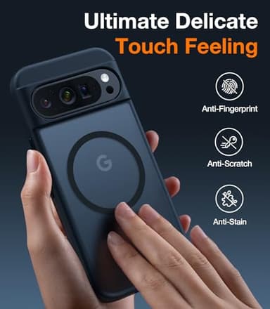 TORRAS Magnetic Shockproof for Google Pixel 9 Pro XL Case, [Fit for MagSafe][16FT Mil-Grade Drop Protection] Translucent Protective Anti-Fingerprint Anti-Scratch Case for Pixel 9 Pro XL, Black - Image 7