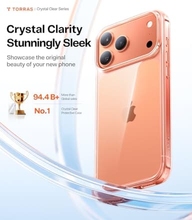 TORRAS Crystal Clear for iPhone 17 Pro Max Case, [Anti-Yellowing][Military-Grade Protection], Slim Transparent Anti-Scratch Back, Soft Bumper, Non-Slip Protective Phone Cover, Clear 6.9" - Image 2