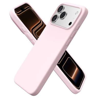 ORNARTO Compatible with iPhone 17 Pro Max Case 6.9", Slim Liquid Silicone 3 Layers Soft Gel Rubber Shockproof Protective Cover with Anti-Scratch Microfiber Lining-Chalk Pink - Image 1