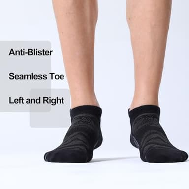 FITRELL 6 Pack Men's Ankle Running Socks Low Cut Cushioned Athletic Sports Socks, Shoe Size 9-12, Black+Gray - Image 5