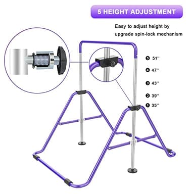 RINREA Gymnastic Bars for Kids with Adjustable Height, Folding Gymnastic Training Kip Bar, Expandable Horizontal Bar for Home - Image 4