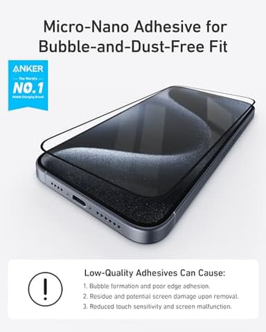 Anker Screen Protector, Bubble-and-Dust-Free iPhone HD Tempered Glass, Durable and Drop-Proof with 9H Hardness, Easy Installation Exclusively for iPhone 16 Pro Max 6.9-Inch (2-Pack) - Image 3