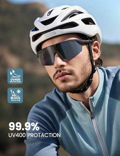 Lamicall Polarized Sports Sunglasses for Men Women, [24g Ultralight] [Adjustable Nose Pad] UV400 Protection Sun Glasses for Cycling Running Baseball Fishing Golf Beach Volleyball, Half Frame, Black - Image 2