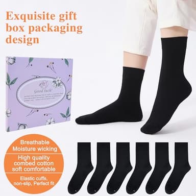 ATBITER Women's Thin Cotton Crew Socks - Soft Above Ankle Bootie Casual Dress Socks 6-Pairs With Gift Box - Image 2