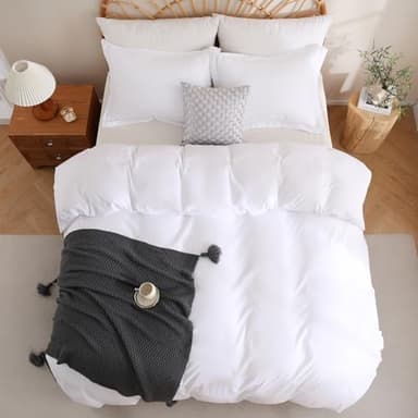 JSD White Duvet Cover Set Queen Size, 3 Piece Duvet Cover with Pillow Shams, Soft Brushed Microfiber Zipper Closure, Comforter Not Included - Image 8