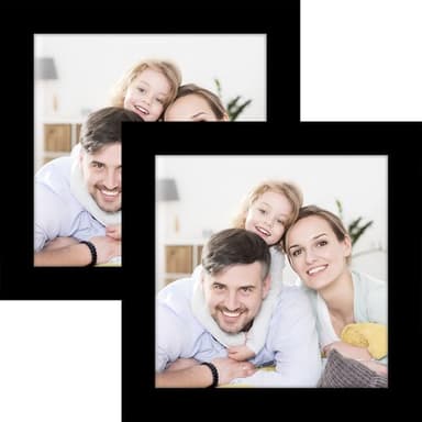 Picture Frames 5x5 2 Pack Made of Solid Wood Black for Wall Mounting and Tabletop Display - Image 1