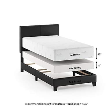 FURINNO Pessac PU Leather Upholstered Platform, Twin, Black - Image 5