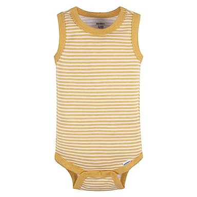 Gerber Baby Boys Multi-Pack Sleeveless Onesies Bodysuit Blue Stripe 24 Months - Image 5