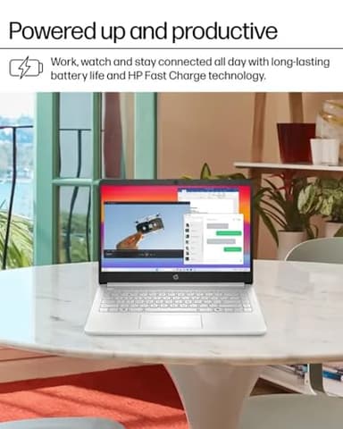 HP Business Student Laptop Computer - Windows 11 Pro & Microsoft Office Lifetime | 14 inch HD | AI-Powered, 12 Hr Batter N-Serious Laptop| 16GB RAM, 128GB UFS, 256GB Extend Micro SD | Silver - Image 9