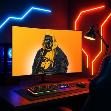 CRUA 32" Curved Gaming Monitor, 2K QHD 2560x1440P, 144Hz/165Hz Computer Monitors, 120% sRGB, FreeSync, Low Blue Light, 1800R VA Screen, HDMI 1.4/DP 1.2, Wall Mountable - Black - Image 8