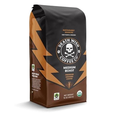 Death Wish Coffee, Organic and Fair Trade Medium Roast Ground Coffee, 16 Ounce (Pack of 1) - Image 6