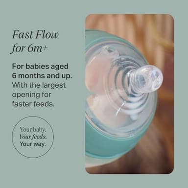 Tommee Tippee Natural Start Baby Bottle Nipples, Breast-Like for A Natural Latch, Anti-Colic Valve, Soft Silicone, Fast Flow, 6+ Months, Pack of 6 - Image 2