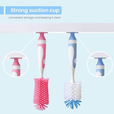 Ariseno 5-in-1 Baby Bottle Cleaner Set, Including Nylon & Silicone Bottle Brush, Cap, Straw & Nipple Brushes, BPA-Free (Grey) - Image 7