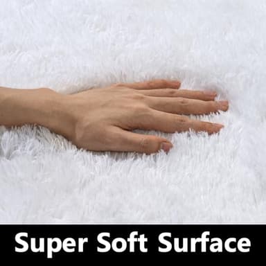 Awaytail Fluffy 6x9 Rug - Nursery Rugs for Bedroom - Height Pile 1.4" Plush Rug - Fuzzy Throw Rugs Carpet for Bedroom - White - Image 6