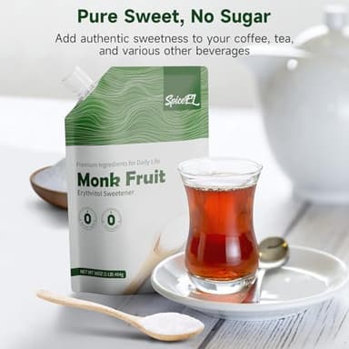 SPICEEL Monk Fruit Sweetener with Erythritol - White Sugar Substitute, Coffee, Tea, Gluten Free, Vegan, Sugar Replacement(1lb) - Image 6
