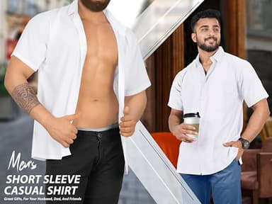 HAPPY BAY Men's Short Sleeve Button Down Summer Solid Shirts Casual Camp Vacation Shirt Beach Business Work Shirt Tees with Pocket 4XL White Plain - Image 6