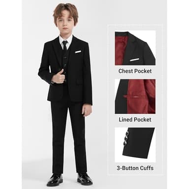 AmazingSea Boys Suit Black Slim Fit Formal Boys Suits Set Kids Suit Toddlers Youth Teen Boys Tuxedos Suit Size 12 - Image 4