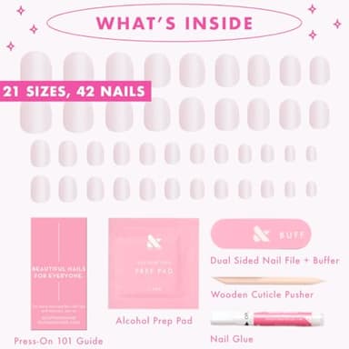 Olive & June Instant Mani Press-On Nails | (Glue) Extra Short, Round 42 Fake Nails, 21 Sizes | Non-Toxic, Long-Lasting Recycled Materials Realistic Look | Salon-Quality at Home | Strawberry Scone - Image 6