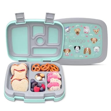 Bentgo Kids Prints Leak-Proof, 5-Compartment Bento-Style Kids Lunch Box - Ideal Portion Sizes for Ages 3-7, Durable, Drop-Proof, Dishwasher Safe, & PFAS & BPA-Free Materials (Puppy Love) - Image 1