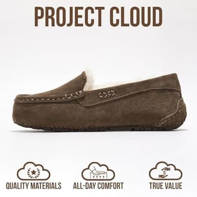 Project Cloud Genuine Leather Loafers for Women - Comfortable Outdoor Slippers for Women Footwear with Memory Foam - Womens Slippers - Stylish Womens Moccasin (Cathi, CHOC, 8) - Image 3