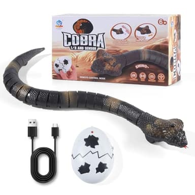 Remote Control Snakes Realistic Rc Snake Prank Cobra Rechargeable Smart Sensing Cat Toy with Infrared Controller Reptile Toys, Robot Snake Toys for Boys Ages 6 & Up, Stocking Stuffers for Kids 8-12 - Image 1
