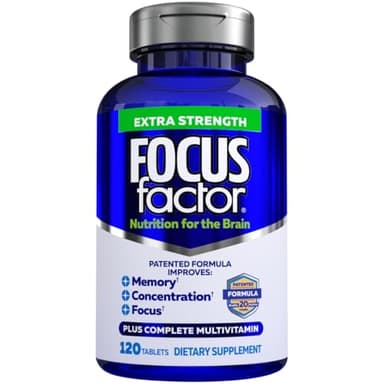 Focus Factor Adults Extra Strength, 120 Count - Brain Supplement for Memory, Concentration and Focus - Complete Multivitamin with DMAE, Vitamin D, DHA - Trusted Health Vitamins - Image 1