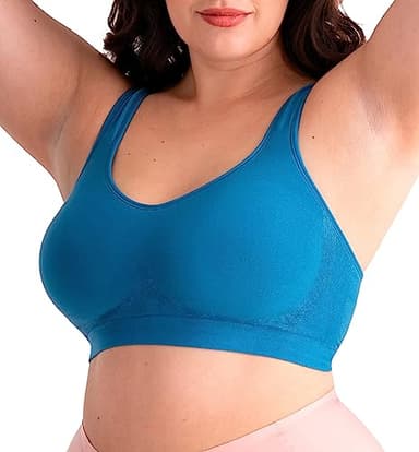 SHAPERMINT Bras for Women - Bras for Women no Underwire, Bralettes for Women with Support, Wireless Plus Size Bra Atlantic Blue - Image 1