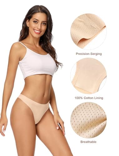 voenxe Women Bikini Underwear,Seamless Breathable Ladies Panties,No Show Comfortable Briefs Undies for Women,Hipster,5-Pack - Image 2