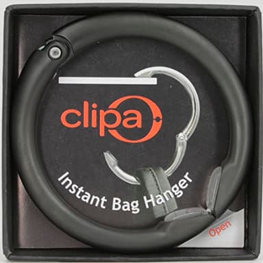 Clipa Bag Hanger - Matte Black PVD - The Ring That Opens Into a Hook and Hangs in Just 1/2" of Space, Holds 33 lbs., 3 yr. Warranty - Image 3