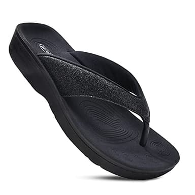AEROTHOTIC Women's Comfortable Orthotic Flip-Flops Sandal (US Women 9, Crystal Black) - Image 1
