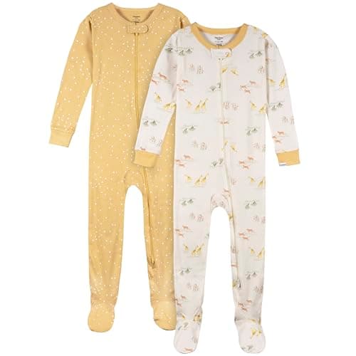 Gerber Unisex-Baby 2-Pack Footed Pajamas, Safari - Image 1