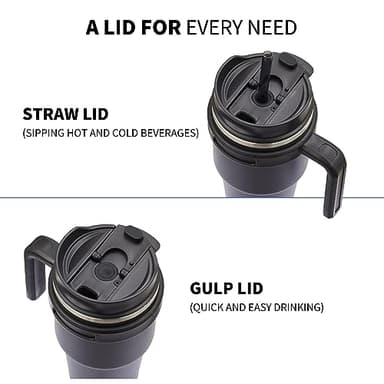 ALOUFEA 20 oz Insulated Coffee Mug Tumbler with Handle, Stainless Steel Travel Mug Tumbler with Lid and Straw,Double Wall Vacuum Leak Proof Ice Coffee Thermal Cup, Red - Image 3